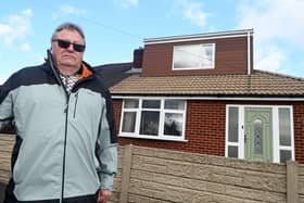 Andrew Jolly outside his home in Hindley Green on which he built a dormer extension which may now have to be demolished