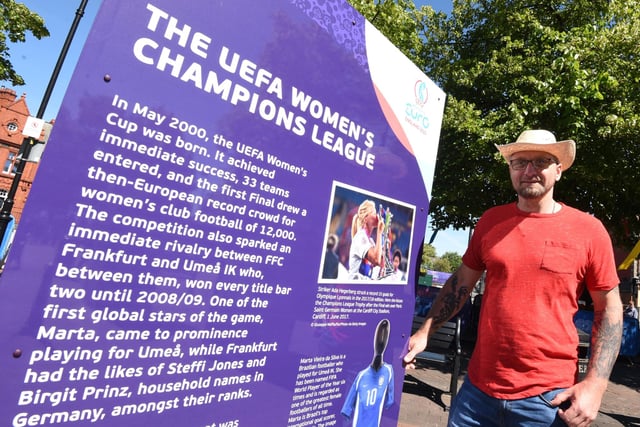 Information about the history of women's football in Leigh Civic Square.