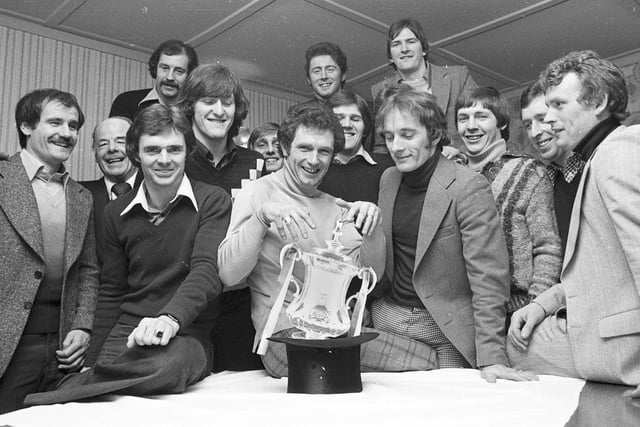 Wigan Athletic players hoping to conjure up some magic before their FA Cup 3rd round tie against high flying Birmingham City in 1978. 