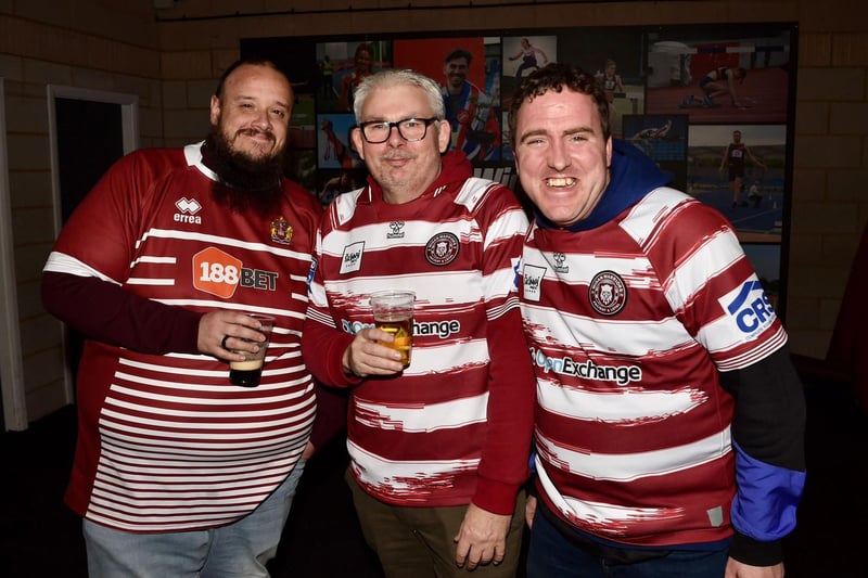 Wigan Warriors fans gather at Robin Park Arena ahead of kick off.