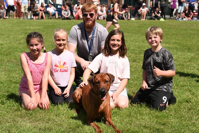 School dog Nero joined in the fun with at the Key Stage Two sports day at St Paul's Primary School, Goose Green.