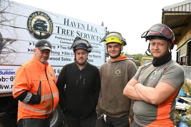 Brian Lee with Connor Lee, Ben Connell and Jordan Lee, who work at Haven Lea Tree Services