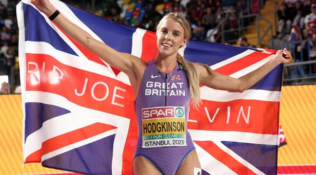 Keely Hodgkinson pays tribute to Joe Galvin after her victory in Turkey