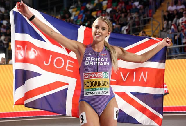 Keely Hodgkinson pays tribute to Joe Galvin after her victory in Turkey