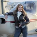 Carol Vorderman with her private plane 'Mildred' after passing her pilot's licence (PPL) test in 2013. (Photo by Tim Ireland/PA Images via Getty Images)