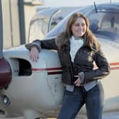 Carol Vorderman with her private plane 'Mildred' after passing her pilot's licence (PPL) test in 2013. (Photo by Tim Ireland/PA Images via Getty Images)