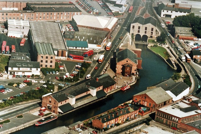 An aerial view of the Wigan Pier complex in 1996.