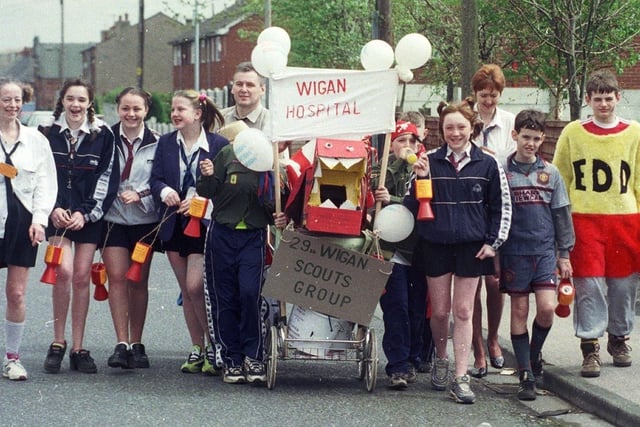 RETRO 1998 - Wigan scouts stage a fancy dress walk for Wigan Infirmary funds