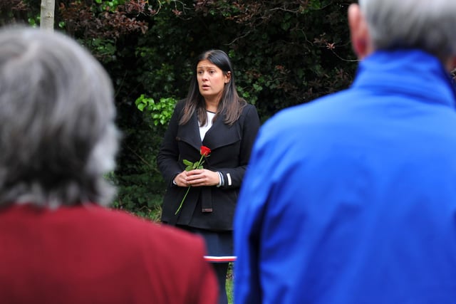 Wigan MP Lisa Nandy speaks at the ceremony.