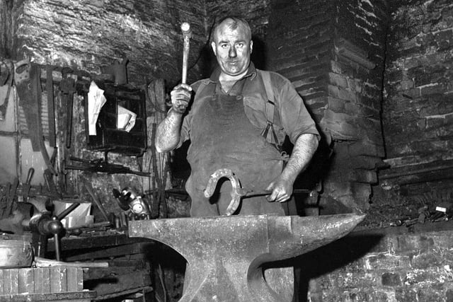 The last remaining blacksmith's forge in south west Lancashire on Kenyon Lane, Lowton, just before closure in 1968.
The blacksmith is thought to be Herbert Jordan.