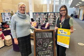 Coun Susan Gambles and assistant director for customer experience and support, Jo Mitchell, at Wigan Library's warm welcoming space