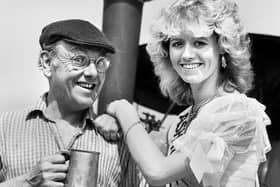 Steeplejack, steam enthusiast and cult television personality Fred Dibnah gets a bit steamed up as he meets the Ashton Carnival Queen Diane Galvin on Saturday 14th of June 1986.