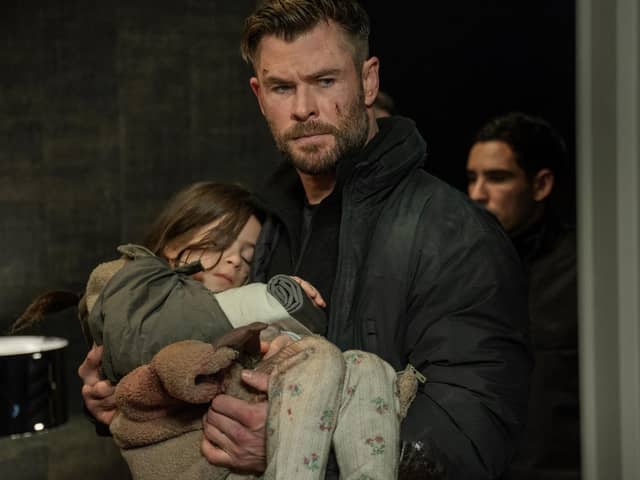 Chris Hemsworth as Tyler Rake, a man with almost zero no-claims bonus, in Extraction 2 (photo: Netflix/Jasin Boland PA)