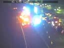 The aftermath of the M6 crash which would later claim a man's life