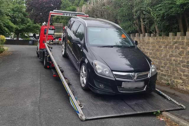 The car ready for towing away