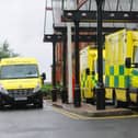 Ambulances queue up outside Wigan Infirmary A&E