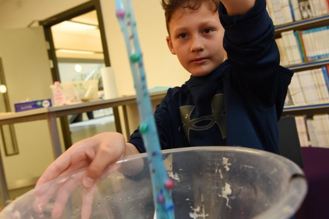 Youngsters experimented with the colourful slime