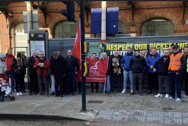 RMT union and workers from Wigan stations take strike action on Saturday, October 8, 2022.