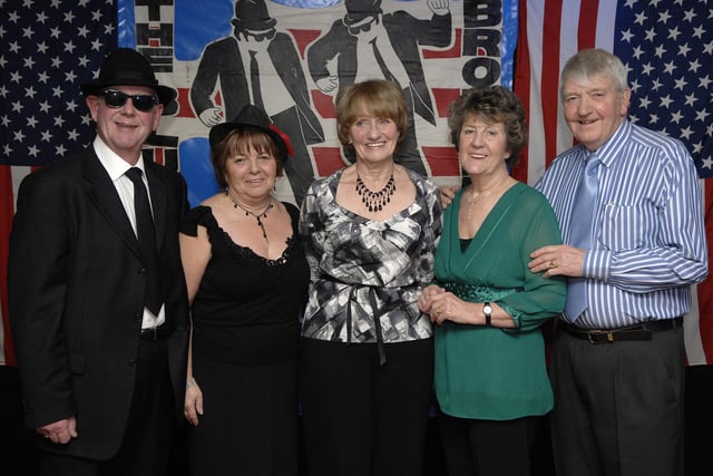 Ron Jones, Helen Bolton, Nora Blackledge, Enid Hassall and Jack Hassall at a Christmas party at Wrightington Country Club