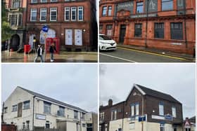 The four buildings for sale are (clockwise) the old Post Office, Cross Keys, Garswood Conservative Club, and Pemberton Working Men's Club
