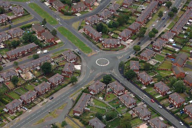 WIGAN AERIAL PICTURE - Montrose Avenue and Greenwood Avenue, Worsley Hall.