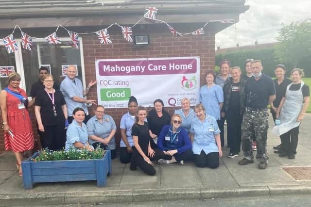 The care team at Mahogany celebrate their good rating