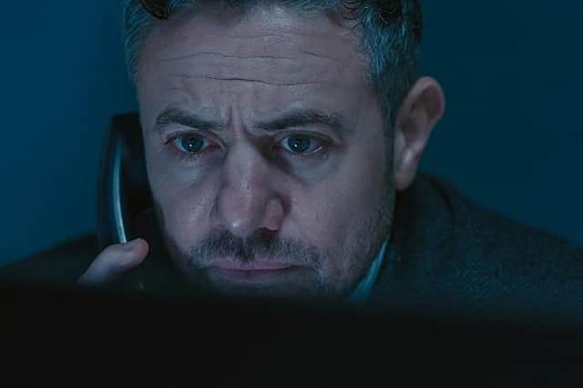 Warren Brown stars as Ray, the nemesis of Chris Carson (Martin Freeman) in The Responder (Picture: BBC/Dancing Ledge)