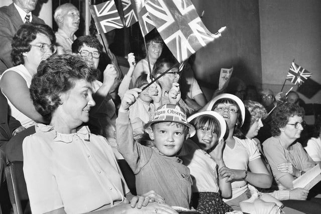 All the pomp and circumstance enthusiastically conveyed by younger members of the audience at a Proms concert with the Cecillian choir and orchestra at the Queens Hall, Wigan, on Saturday 18th of September 1982.