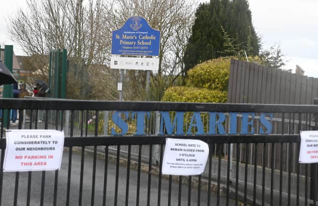 WIGAN - 01-03-23 Councillor Debbie Parkinson has started a petition and campaigning to get a crossing near St Marie's primary school, Avondale Street, Standish - there has been a few incidents and would like plans to make the roads near the school safer for pedestrians.  General view outside St Maries primary school, Standish