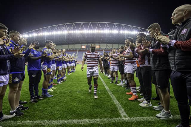 Thomas Leuluai was given a guard of honour following Wigan Warriors' defeat to Leeds Rhinos