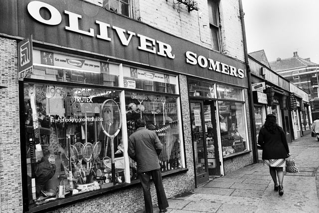 Oliver Somers sports shop on Mesnes Street, Wigan, in 1976. 