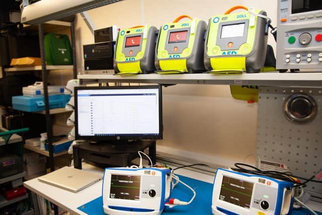 Some of the defibrillator equipment at WWL
