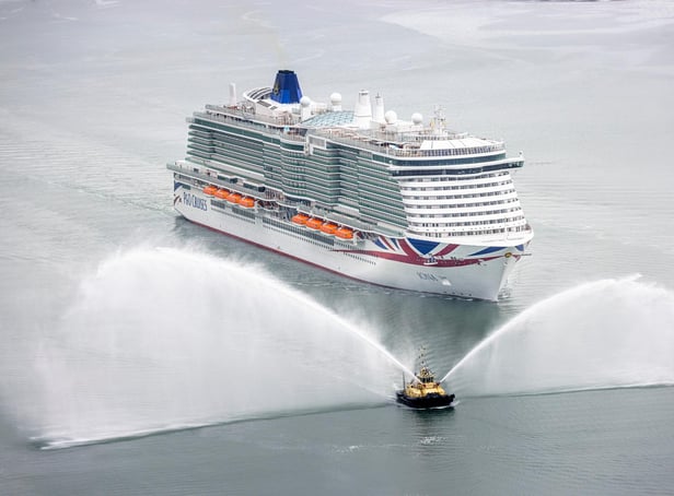 Britain’s largest and most environmentally-friendly cruise ship,  Iona, arrives into her home port of Southampton ahead of her naming ceremony