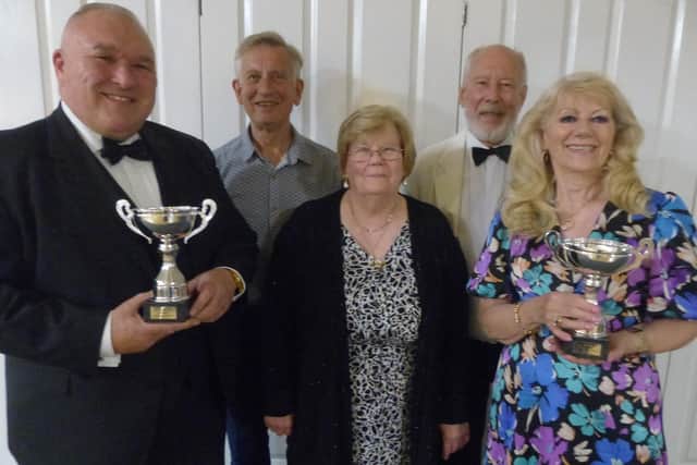 Pictured from left to right at the awards ceremony: Phil Boardman, David Kay, Margaret Laithwaite, Derek Morris, and Kath Freeborn.