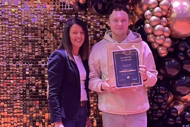 Academic achiever Andrew Page with practice director Sandie Hayes