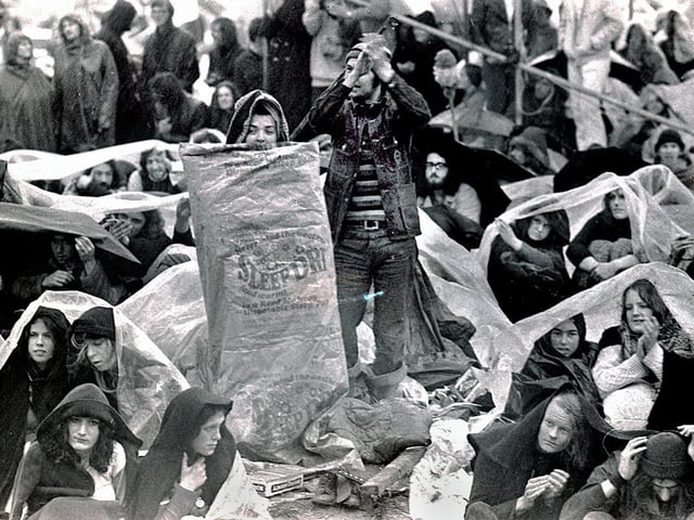 The atrocious weather didn't dampen the enthusiasm of music fans at the Bickershaw Festival in 1972.