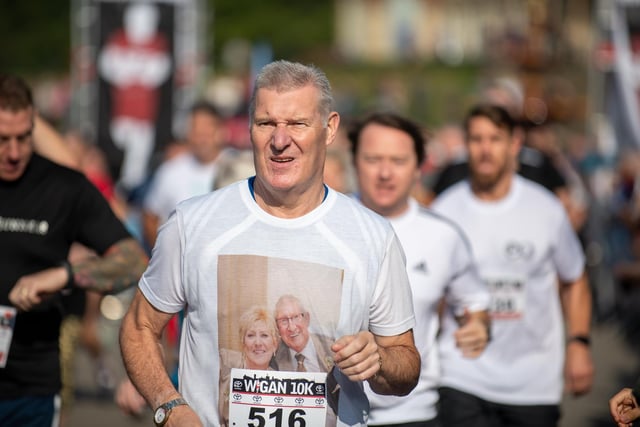 The 10th annual Wigan 10k, Wigan. Competitors Set off from the start in Mesnes Park Wigan.