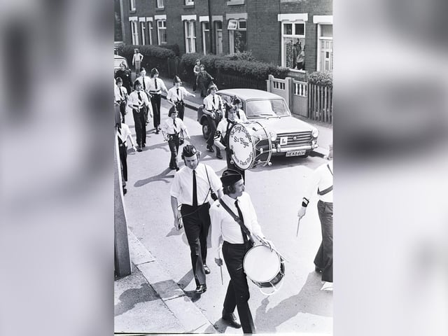 Boys Brigade 8th Wigan St Peter's Hindley on the march in 1975