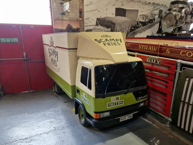 This replica of a Scampi Fries transporter is about a tenth the size of the real thing