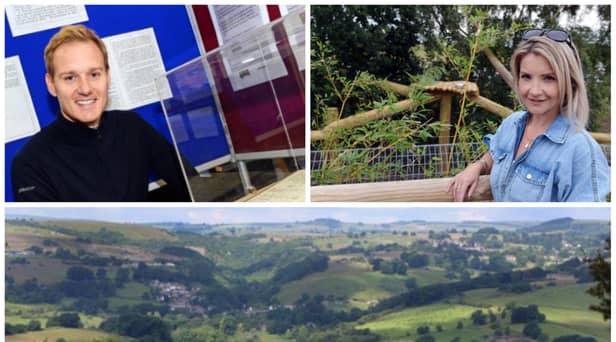 Sheffield television personality Dan Walker has landed what sounds like his dream job, which will involve him roaming the Peak District views. PIctured are Dan Walker and Helen Skelton (top), and the Peak Districk (bottom)