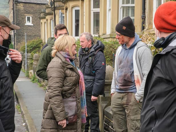 Sarah Lancashire and James Norton on the set of Happy Valley
