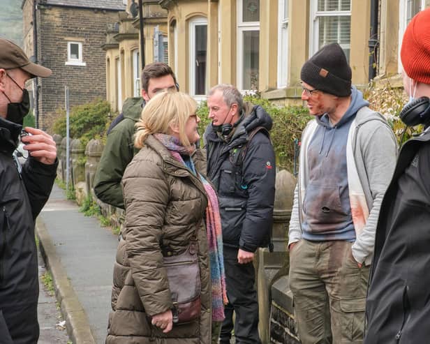 Sarah Lancashire and James Norton on the set of Happy Valley