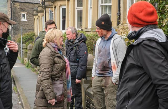 Sarah Lancashire and James Norton on the set of Happy Valley