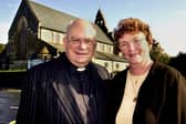 Reverend Derek Clawson with his wife, Christine, when he retired from St. Michael's, Swinley, in September 2000. He had given 38 years of service and was previously at St. John's, Hindley Green.