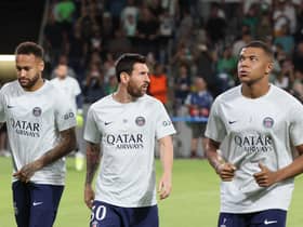 Lionel Messi, with PSG team-mates Neymar (left) and Kylian Mbappe (right)