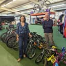 Claire Taylor and Simon Dale prepare for Gearing Up's pop-up shop