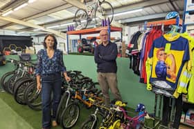 Claire Taylor and Simon Dale prepare for Gearing Up's pop-up shop