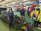 Claire Taylor and Simon Dale prepare for Gearing Up's pop-up shop