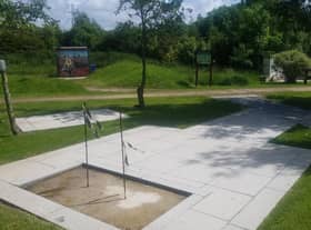 The site of the new Queen’s Lancashire Regiment memorial at Fylde Arboretum, prepared and ready to receive the 5-ton granite block which will form the central feature.