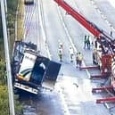 The recovery of the fire-hit lorry is ongoing on the M6 in Preston (Friday, July 29)